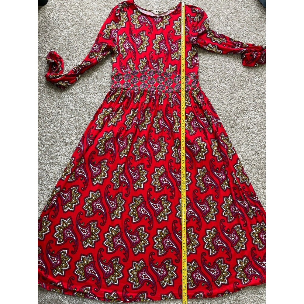 BODEN Thea Long Sleeves Jersey Knit Midi Dress Stretchy US 4P Red Paisley - Picture 11 of 13